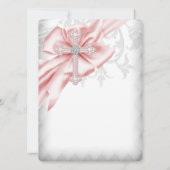 Roze Damaskus Kruis Eerste Communie Kaart (Achterkant)