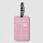 Roze Damaslogcabine Quilt Patroon Bagagelabel (Voorkant (verticaal))
