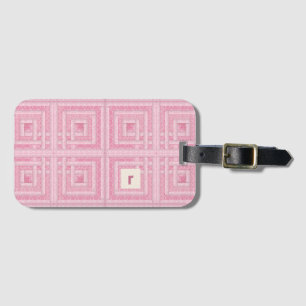 Roze Damaslogcabine Quilt Patroon Bagagelabel
