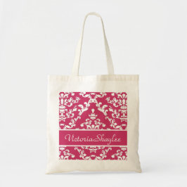 Roze Damast #3 @ VictoriaShaylee met douanenaam Tote Bag