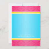 Roze Damast Aqua Geel Bruidsdouche Uitnodigingen (Achterkant)