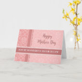 Roze Damast Bloemrijke Schoonzus Gelukkige Moederd Kaart (Gele Bloem)