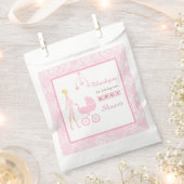 Roze Damast Blondine Babyshower Bedankzakje (Geknipt)