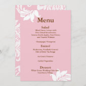 Roze Damast bruiloft Menu (Voorkant / Achterkant)