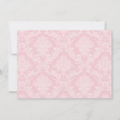 Roze Damast Cross Meisjes Foto Dop Uitnodigingen (Achterkant)