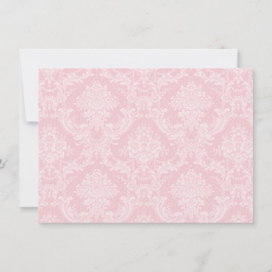 Roze Damast Cross Meisjes Foto Dop Uitnodigingen (Achterkant)