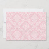 Roze Damast Cross Meisjes Foto Dop Uitnodigingen (Achterkant)