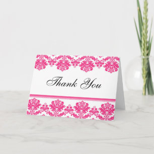 Roze Damast Dankjewelkaarten Bedankkaart