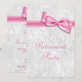 Roze Damast en Neppe Boog Pensioen Kaart
