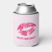 Roze damast en roze lippen blikjeskoeler (Blikje Achterkant)