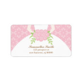 Roze Damast en Trouwjurk Etiket (Voorkant)