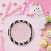  roze damast | Halloween Papieren Bordje (Feest)