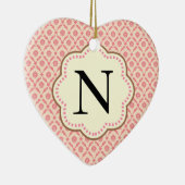 Roze Damast Hart Keramisch Ornament (Rechts)
