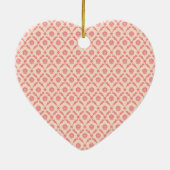 Roze Damast Hart Keramisch Ornament (Achterkant)