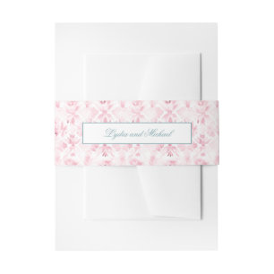 Roze Damast Invitation Belly Band Uitnodigingen Wikkel