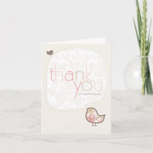 Roze Damast Kuiken Fantasievol Meisje Baby Shower/ Bedankkaart