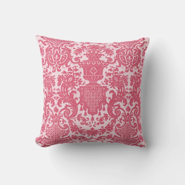 Roze damast kussen (Voorkant)