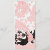 Roze Damast Liefde Vogel Bruiloft Menu (Achterkant)