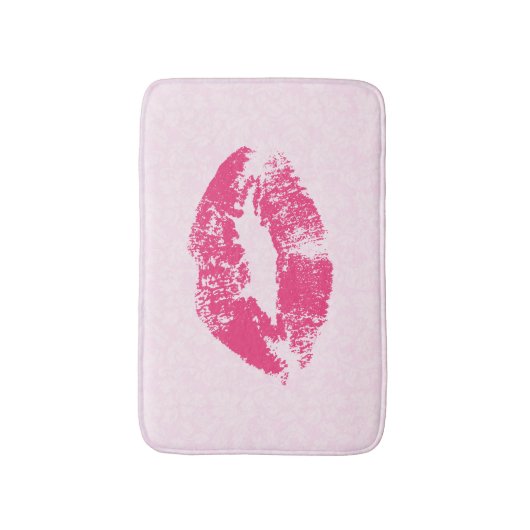 Roze Damast & Lippen Badmat (Voorkant Verticaal)