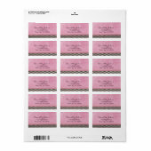 Roze Damast met zwarte en witte stippen Etiket (Full Sheet)