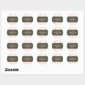 Roze Damast monogram bruiloft stickers (Vel)