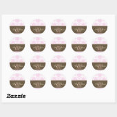 Roze Damast monogram bruiloft stickers (Vel)