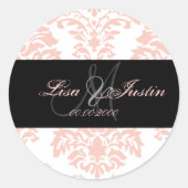 Roze Damast, monogram stickers (Voorkant)