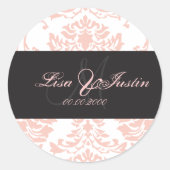 Roze Damast, monogram stickers (Voorkant)