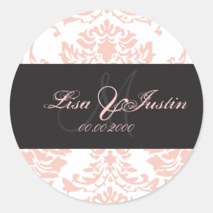 Roze Damast, monogram stickers