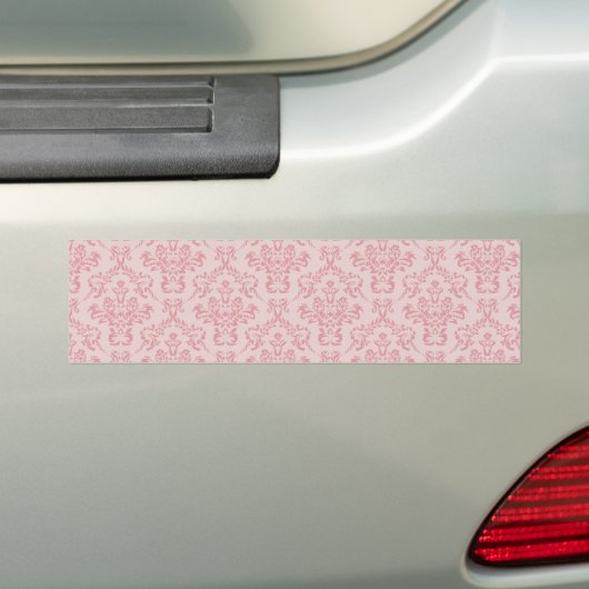 Roze Damast Patroon Bumpersticker (Op auto)