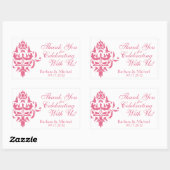 Roze Damast Rechthoek Bruiloft Favor Stickers (Vel)