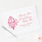 Roze Damast Rechthoek Bruiloft Favor Stickers (Envelop)