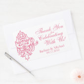 Roze Damast Rechthoek Bruiloft Stickers (Envelop)