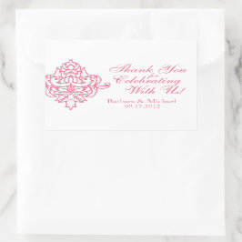 Roze Damast Rechthoek Bruiloft Stickers