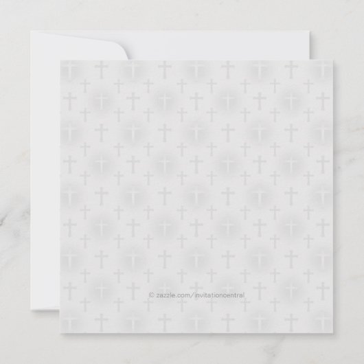 Roze Damast Roze en Witte doop Kaart (Achterkant)