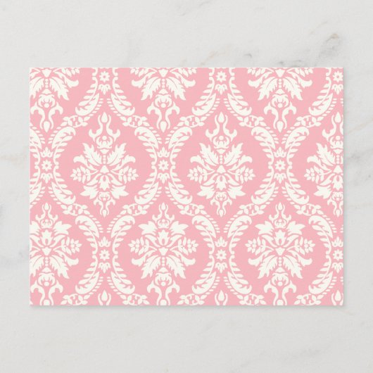 Roze Damast Save the Date ansichtkaart Aankondigingskaart (Achterkant)