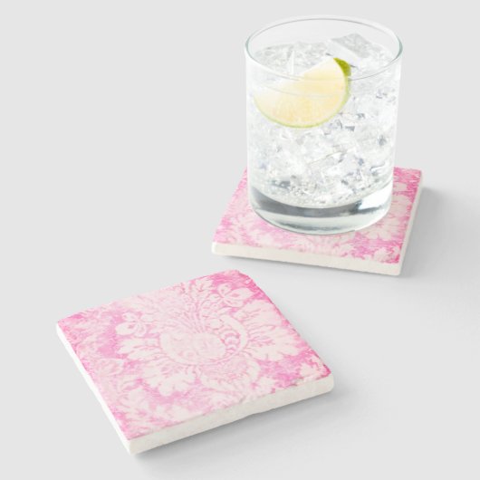 Roze damast stenen onderzetters (Zijkant)