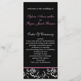 roze damast Trouwprogramma Programmakaart