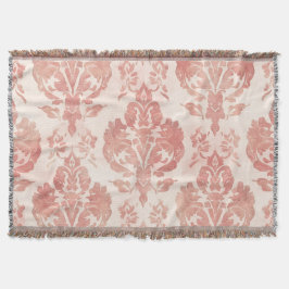 Roze Damast Waterverf Bloem Motief Vintage Patroon Deken