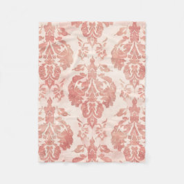 Roze Damast Waterverf Bloem Motief Vintage Patroon Fleece Deken