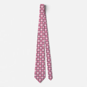 Roze dambordpatroon stropdas