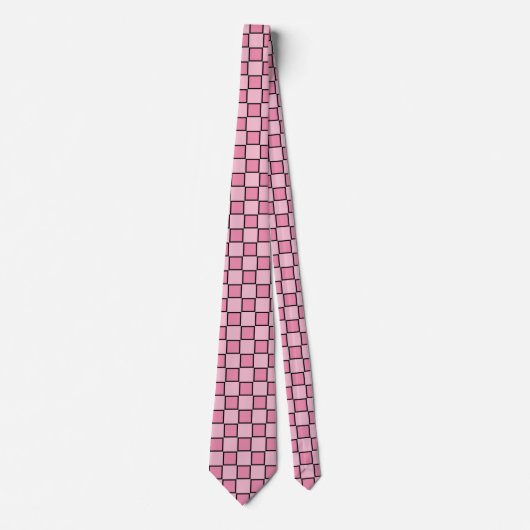 Roze dambordpatroon stropdas (Voorkant)