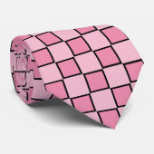 Roze dambordpatroon stropdas (Opgerold)