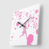 Roze dame 2. vierkante klok (Hoek)