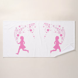 Roze dame. bad handdoek