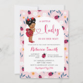 Roze Dame Bug Afro-Amerikaans Meisje Baby shower Kaart (Voorkant)