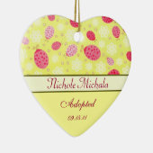 Roze Dame Bug Heart Shaped Adoption Aankondiging Keramisch Ornament (Rechts)