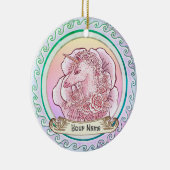Roze Dame Eenhoorn  Keramisch Ornament (Rechts)