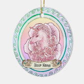 Roze Dame Eenhoorn  Keramisch Ornament (Links)