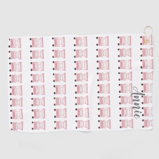 Roze Dame Golf Carts gepersonaliseerd Golfhanddoek (Horizontaal)